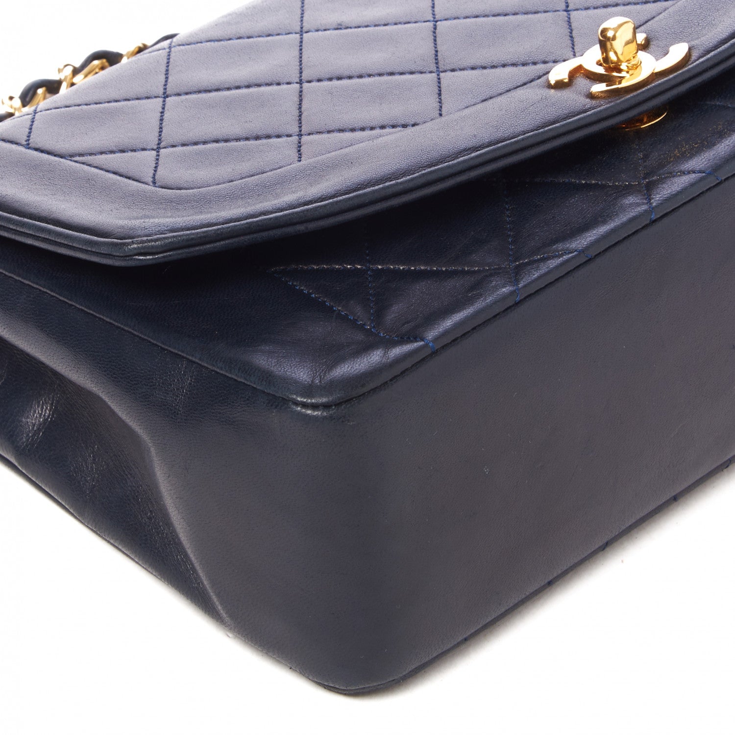 Chanel Lambskin Quilted Medium Single Flap Navy 10 of 13