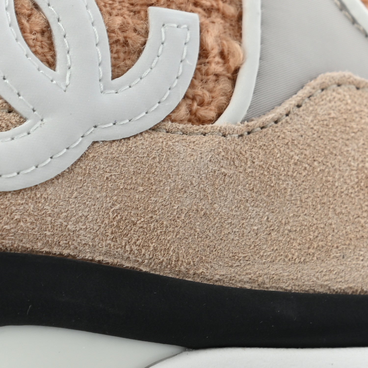 Chanel Suede Tweed Felt CC Sneakers 40.5 Beige 10 of 11
