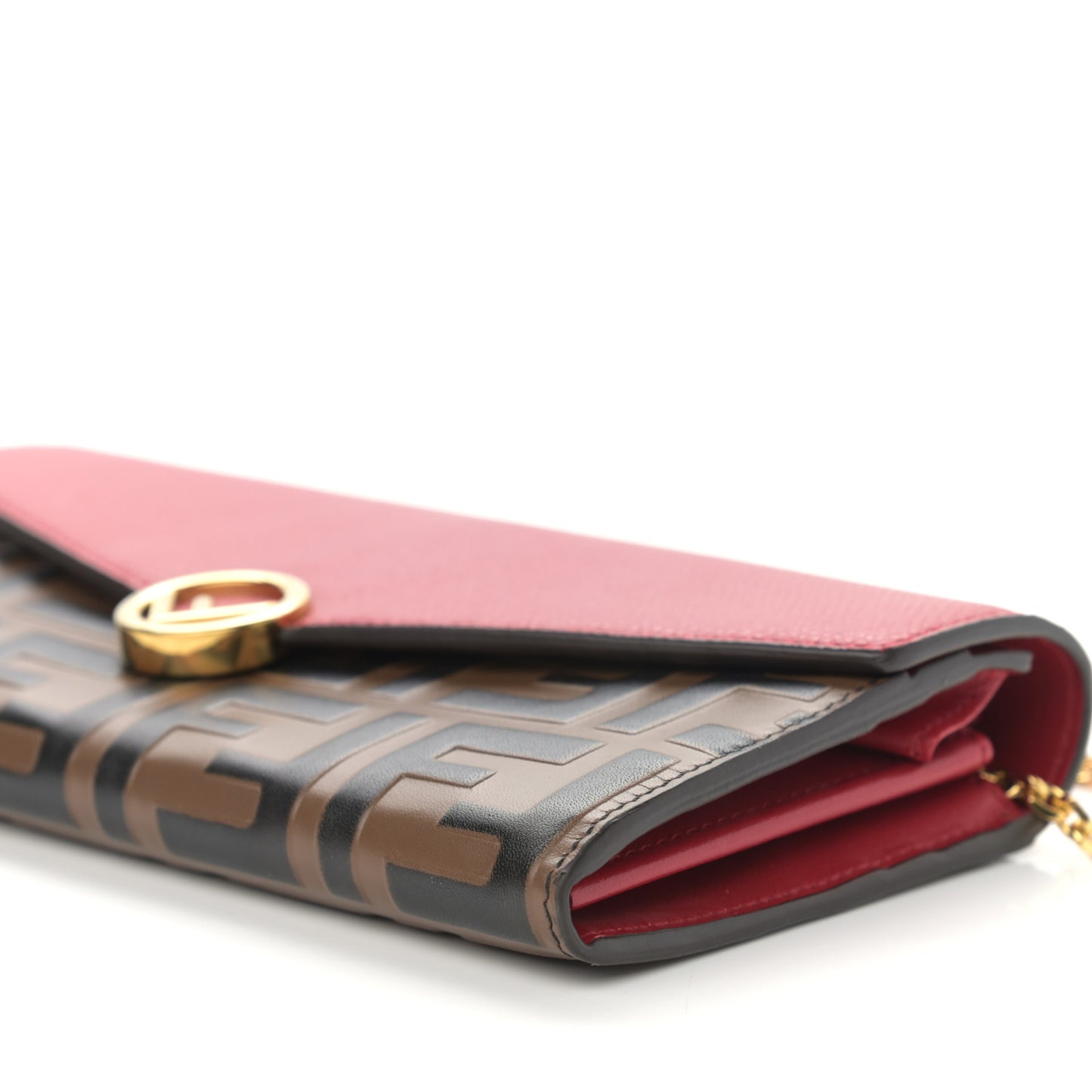 Vitello Cruise F is Fendi Bi-Color FF 1974 Embossed Continental Envelope Wallet On Chain Maya Black Fragola
