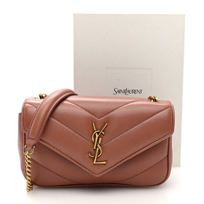 Saint Laurent Lambskin Chevron Quilted Mini Loulou Hortensia 10 of 10