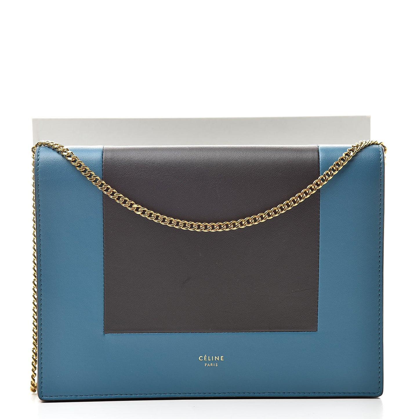 Smooth Lambskin Frame Evening Chain Clutch Turchese Liquorice