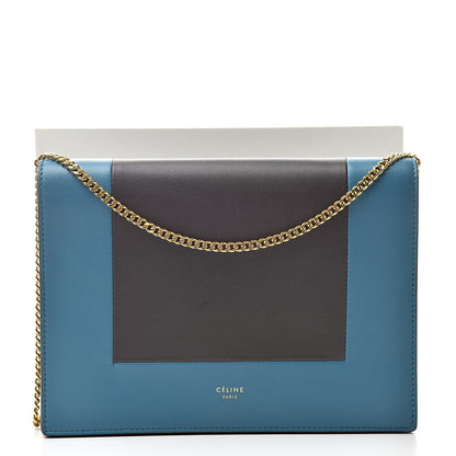 Celine Smooth Lambskin Frame Evening Chain Clutch Turchese Liquorice 14 of 14