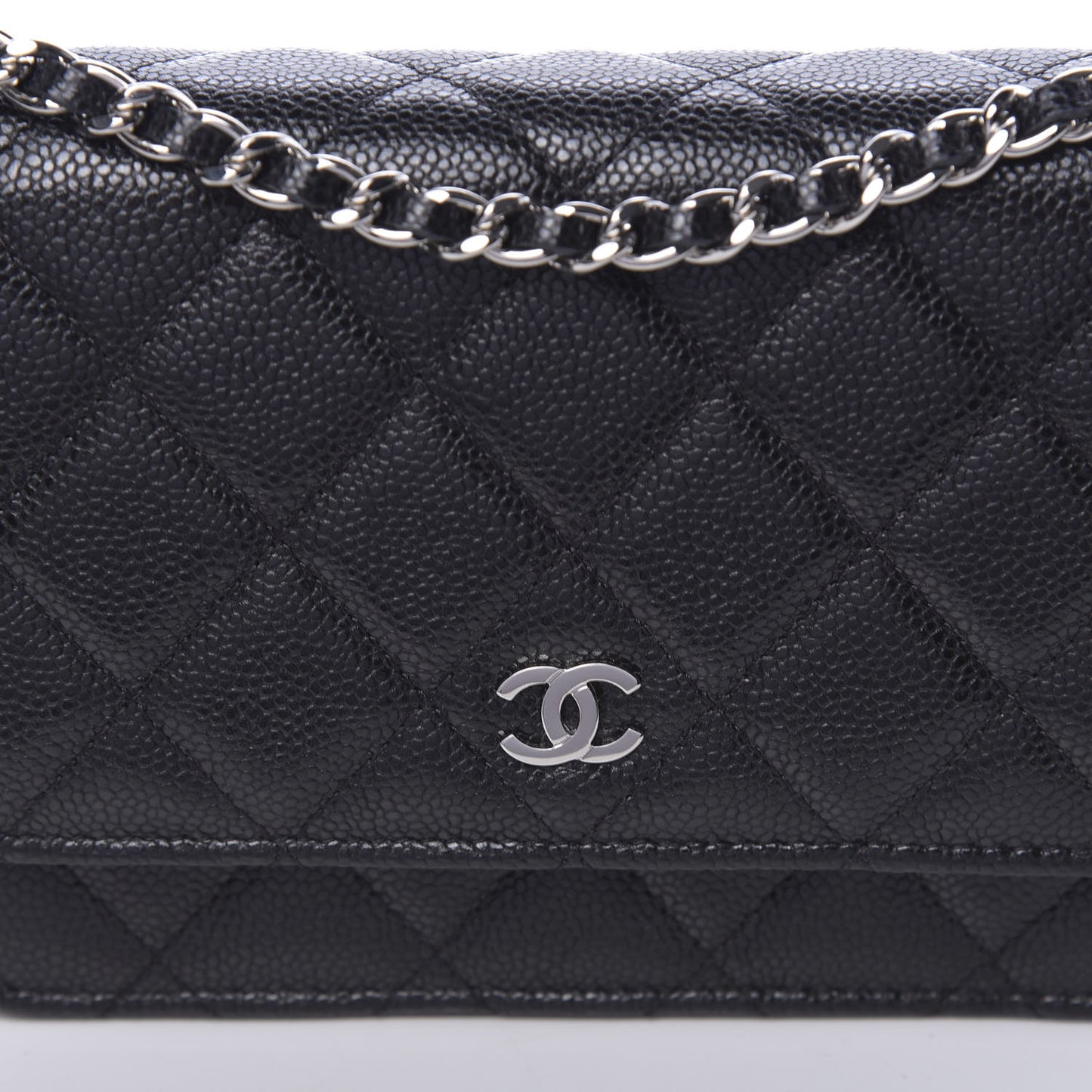 Caviar Quilted Mini Wallet On Chain WOC Black