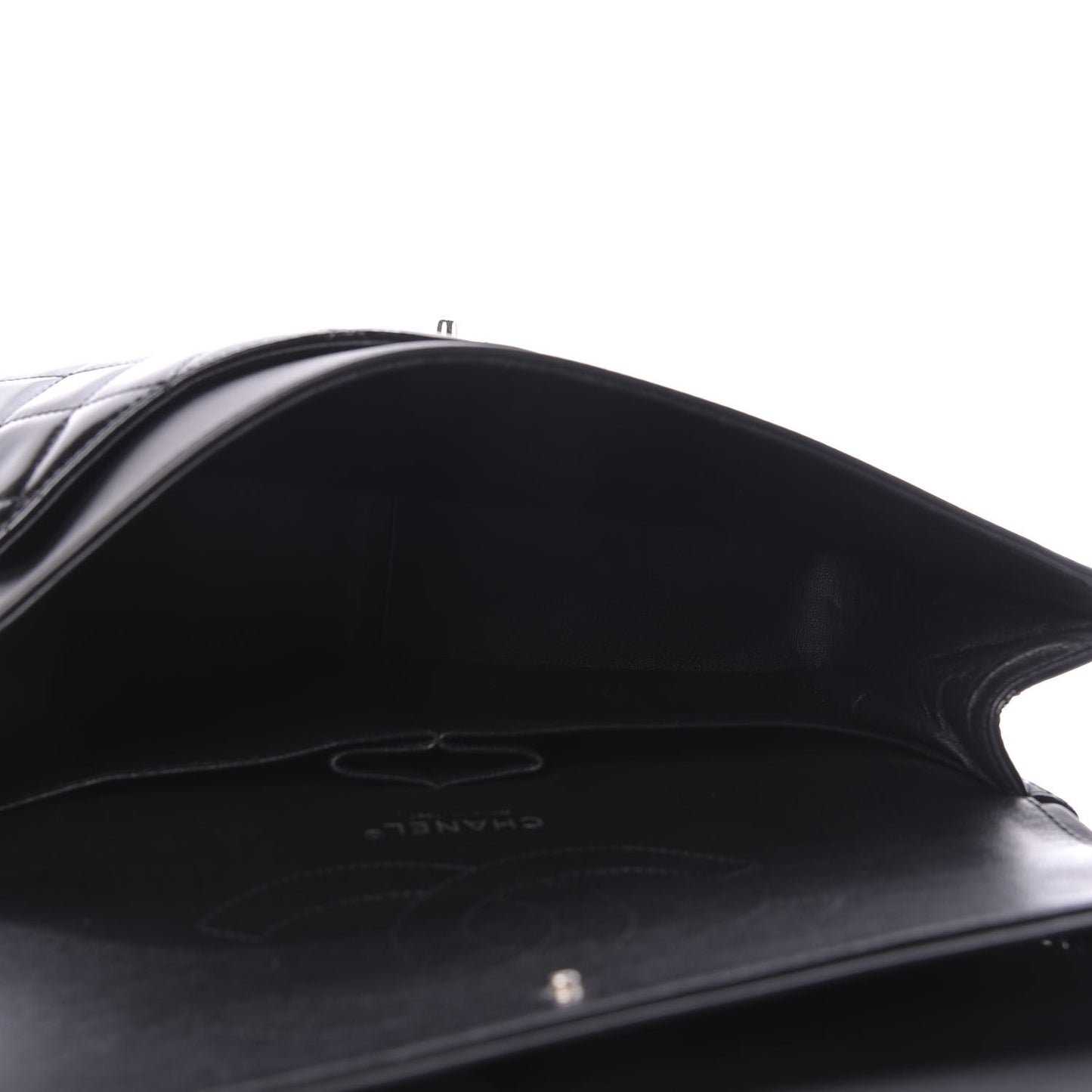 Patent Quilted Jumbo Double Flap Black