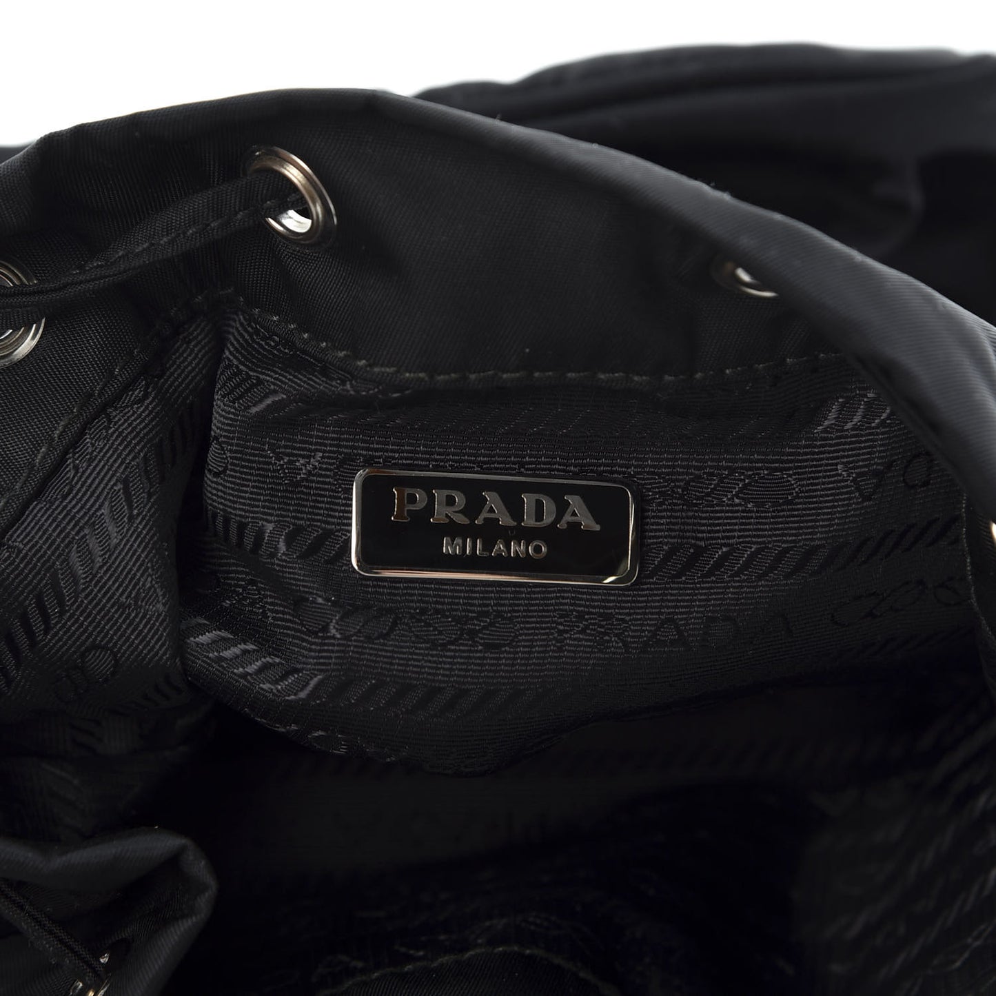 Tessuto Nylon Studded New Vela Mini Bucket Crossbody Bag Black Fuoco