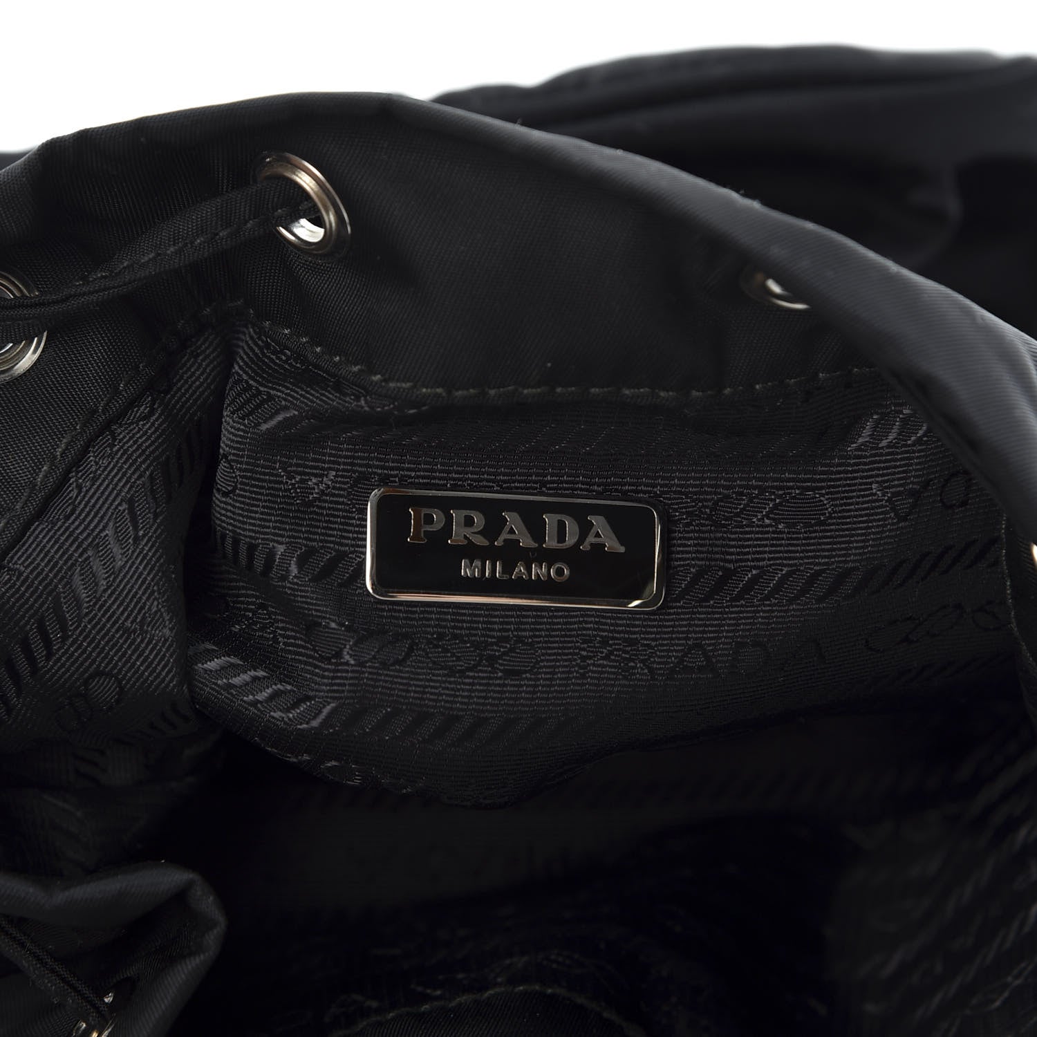 Prada Tessuto Nylon Studded New Vela Mini Bucket Crossbody Bag Black Fuoco 8 of 10