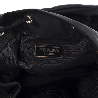 Prada Tessuto Nylon Studded New Vela Mini Bucket Crossbody Bag Black Fuoco 8 of 10