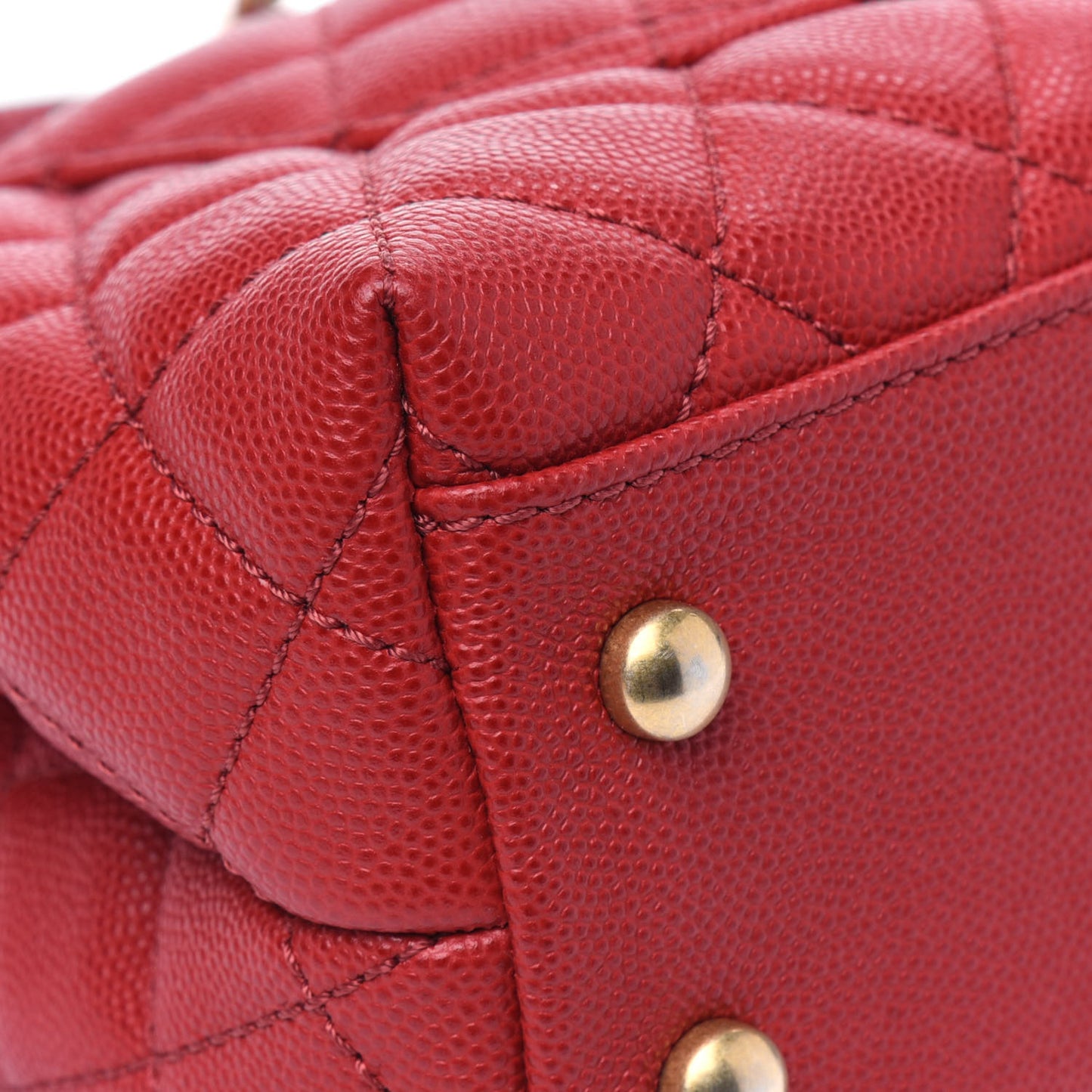 Caviar Lizard Embossed Quilted Mini Coco Handle Flap Red