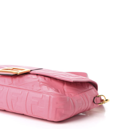 Fendi Nappa FF 1974 Embossed Large Baguette Rosa Fluo 8 of 11