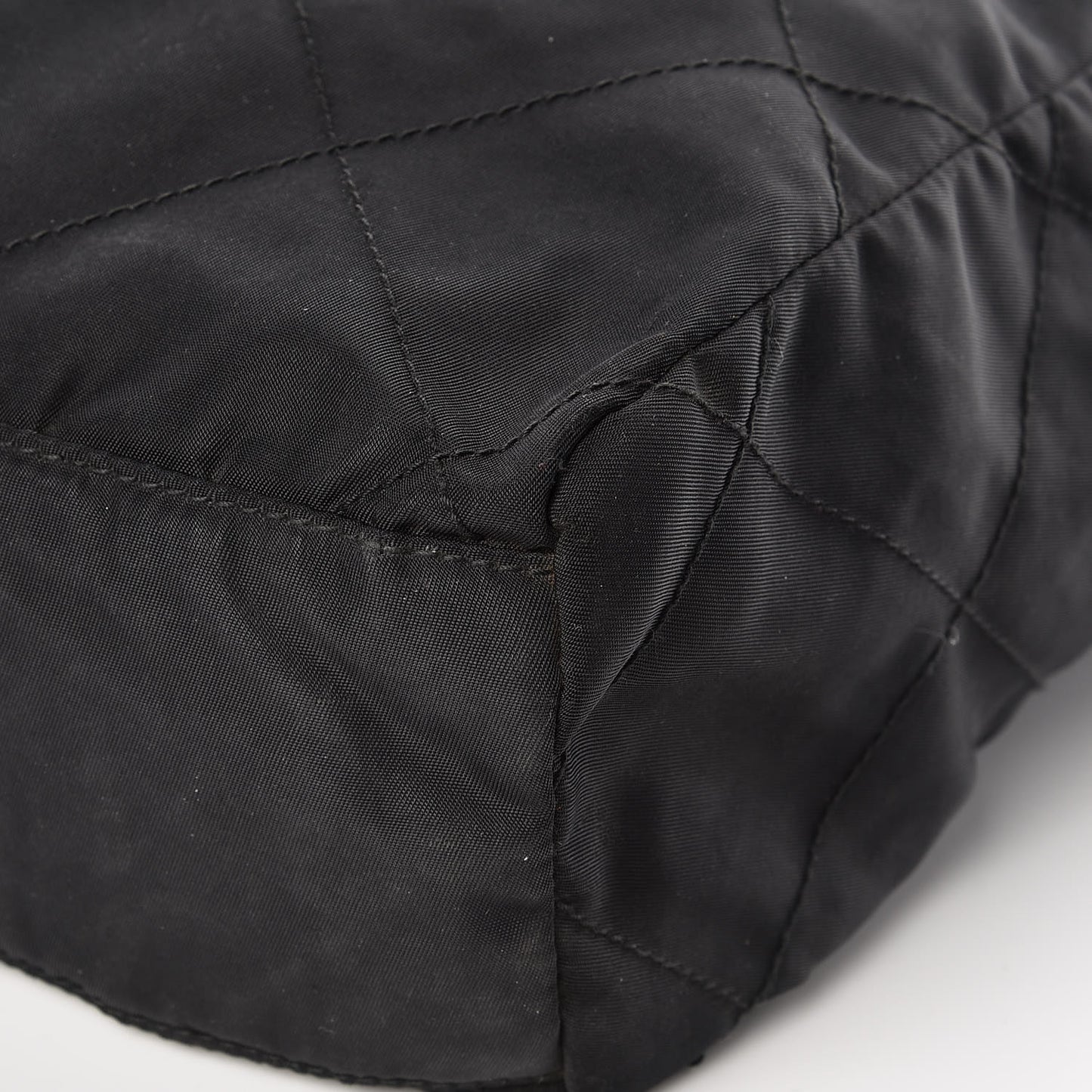 Nylon Tessuto Impuntu Quilted Shoulder Bag Black