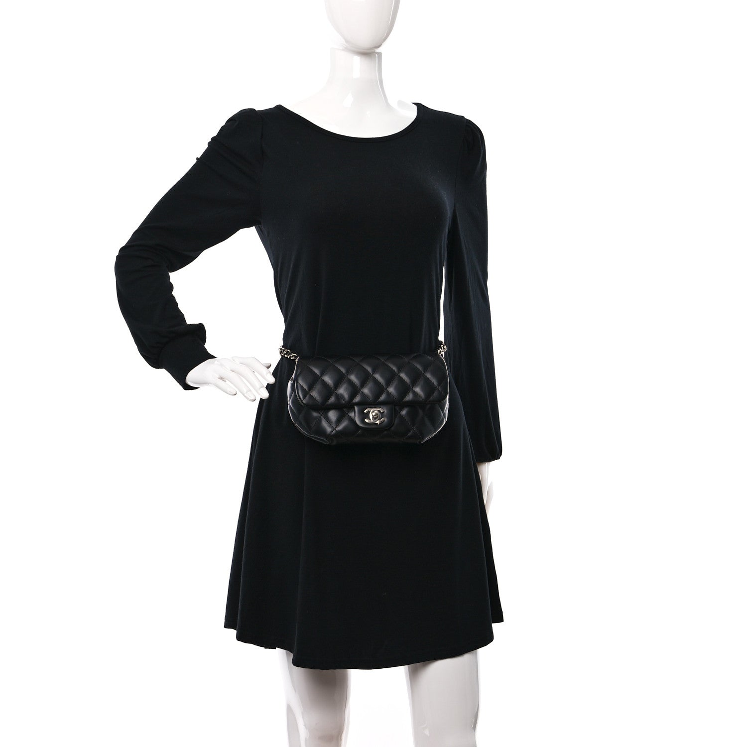 Chanel Calfskin Quilted CC Uniform Flap Belt Bag Black 2 of 9