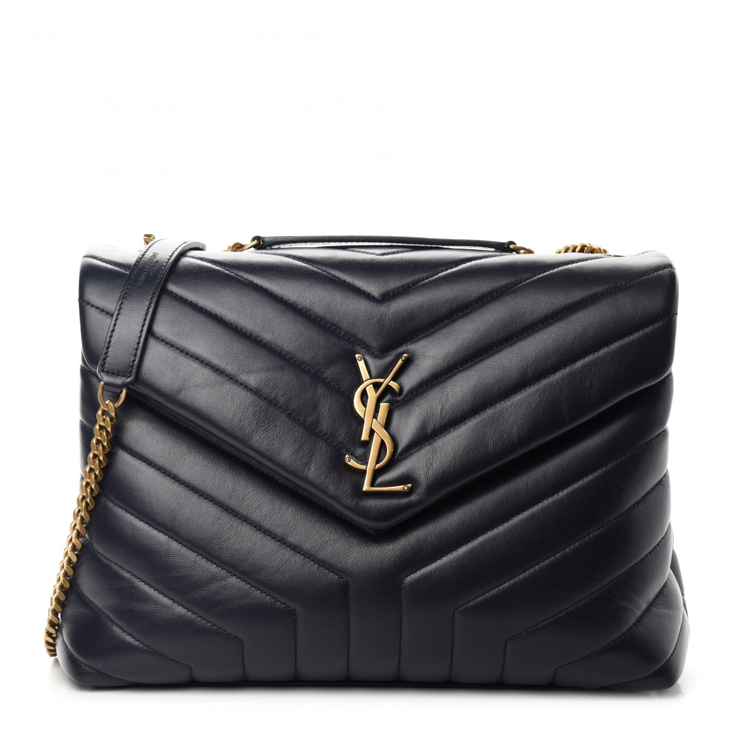 Calfskin Y Quilted Monogram Medium Loulou Chain Satchel Medium Blue