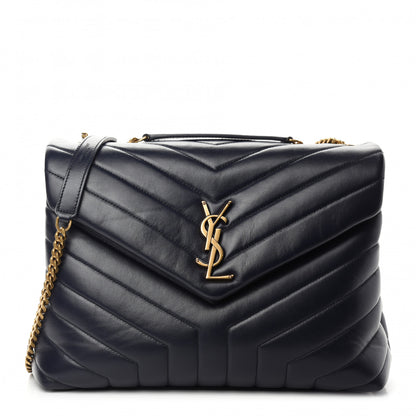 Saint Laurent Calfskin Y Quilted Monogram Medium Loulou Chain Satchel Medium Blue 1 of 11