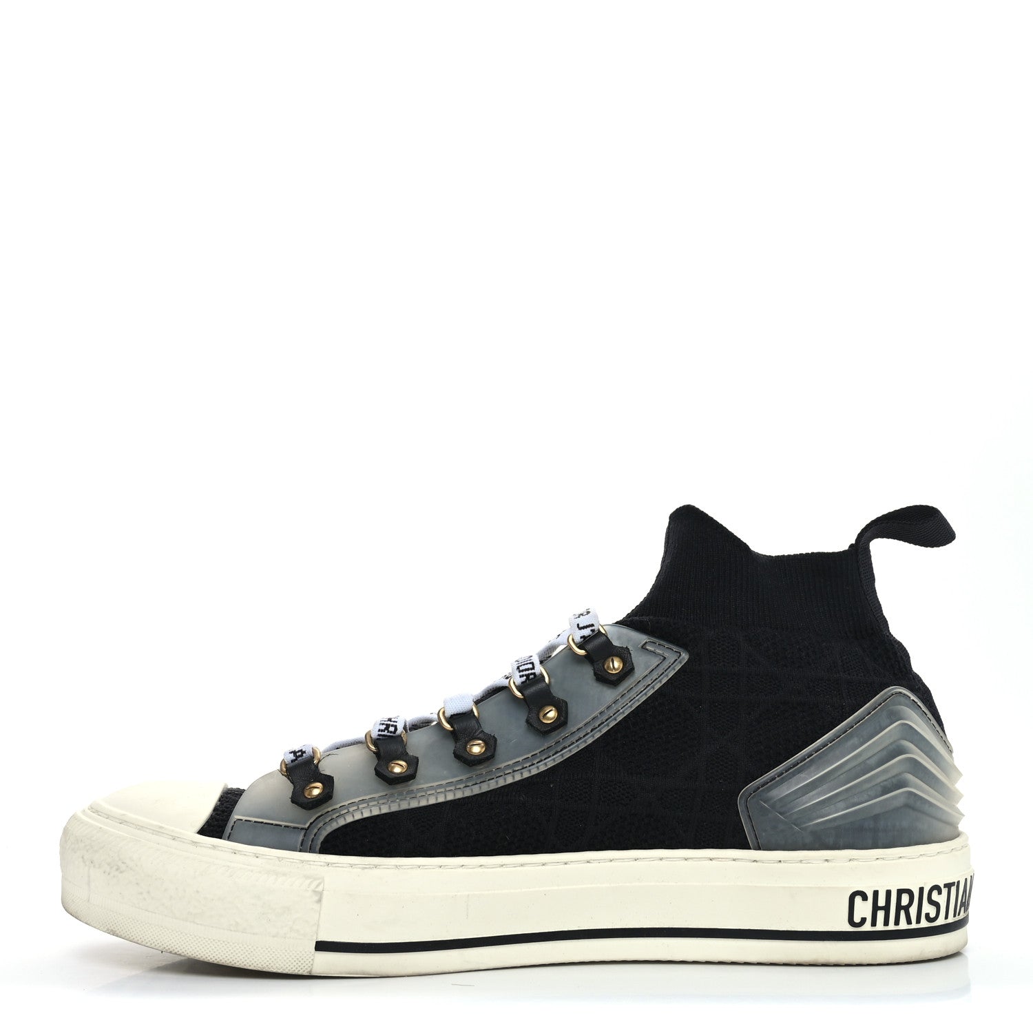Christian Dior Technical Knit Calfskin Womens Walk'N'Dior High Top Sneakers 40 Black 1 of 9