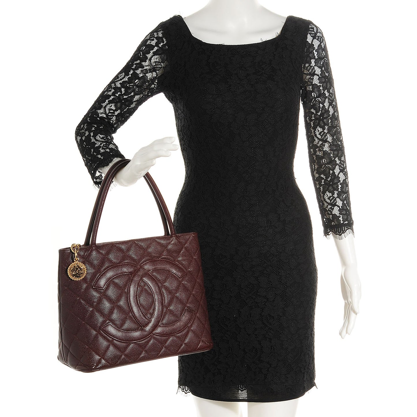 Caviar Medallion CC Tote Dark Brown
