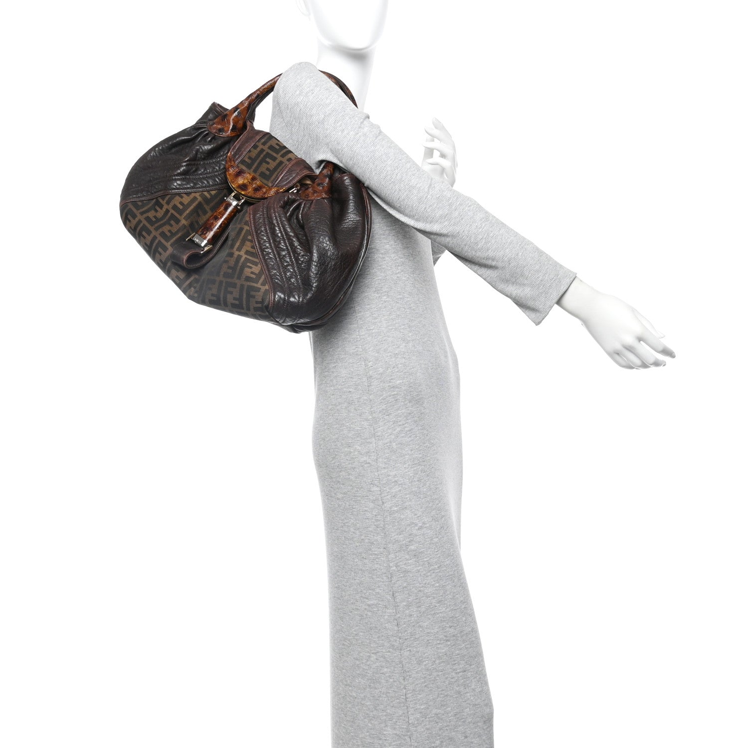 Fendi Zucca Nappa Nuvolata Vitello Tortuga Small Spy Tobacco Moro 2 of 15
