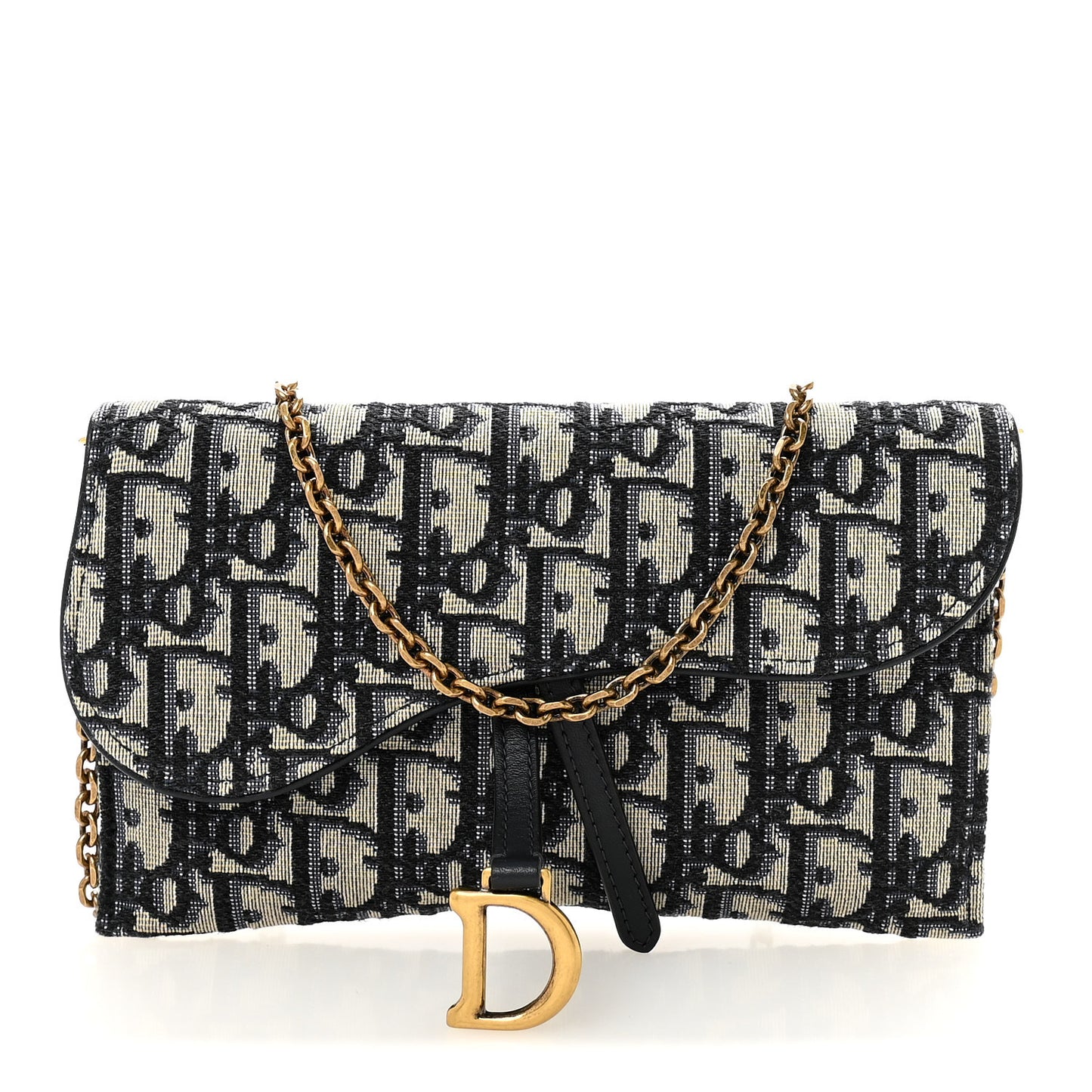 Oblique Saddle Chain Long Wallet Blue