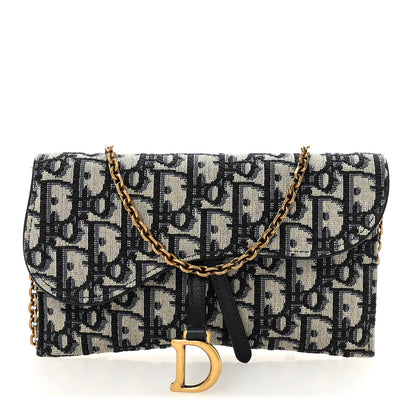 Christian Dior Oblique Saddle Chain Long Wallet Blue 1 of 11