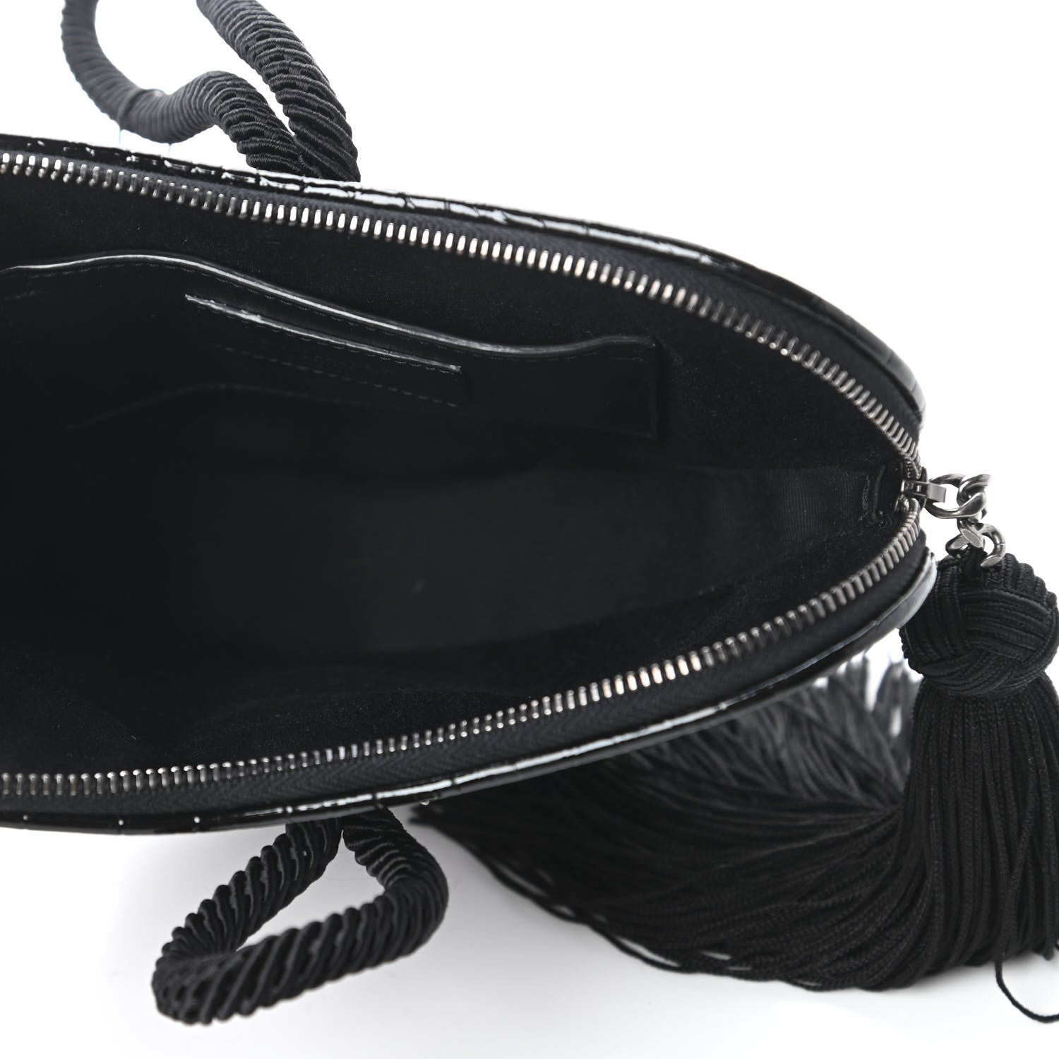 Saint Laurent Patent Crocodile Embossed Sac Coeur Heart Shaped Clutch Black 5 of 10