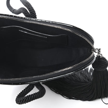 Saint Laurent Patent Crocodile Embossed Sac Coeur Heart Shaped Clutch Black 5 of 10