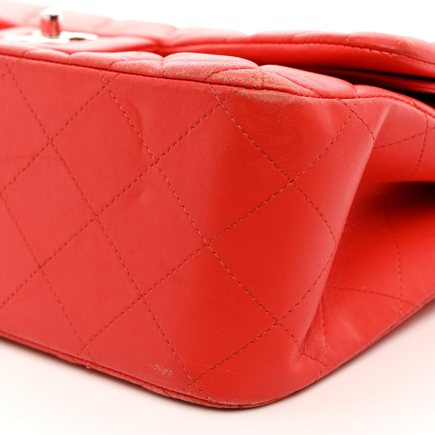 Chanel Lambskin Quilted Jumbo Double Flap Red 9 of 18