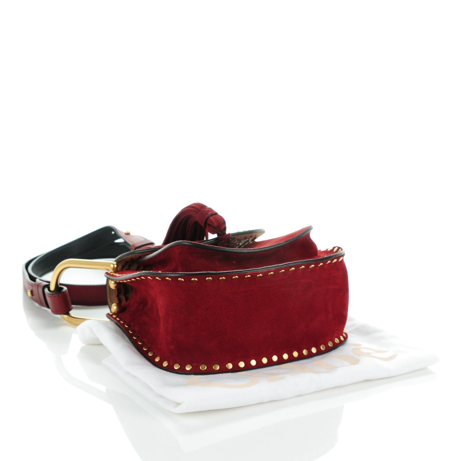Chloe Suede Calfskin Braided Mini Hudson Shoulder Bag Sienna Red 4 of 8