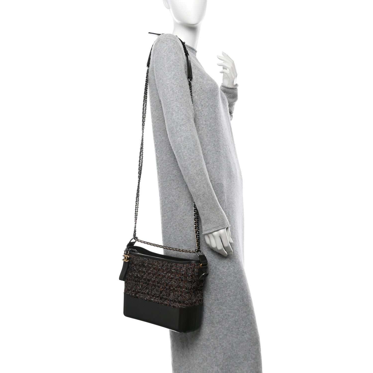 Chanel Tweed Calfskin Medium Gabrielle Hobo Brown 2 of 10