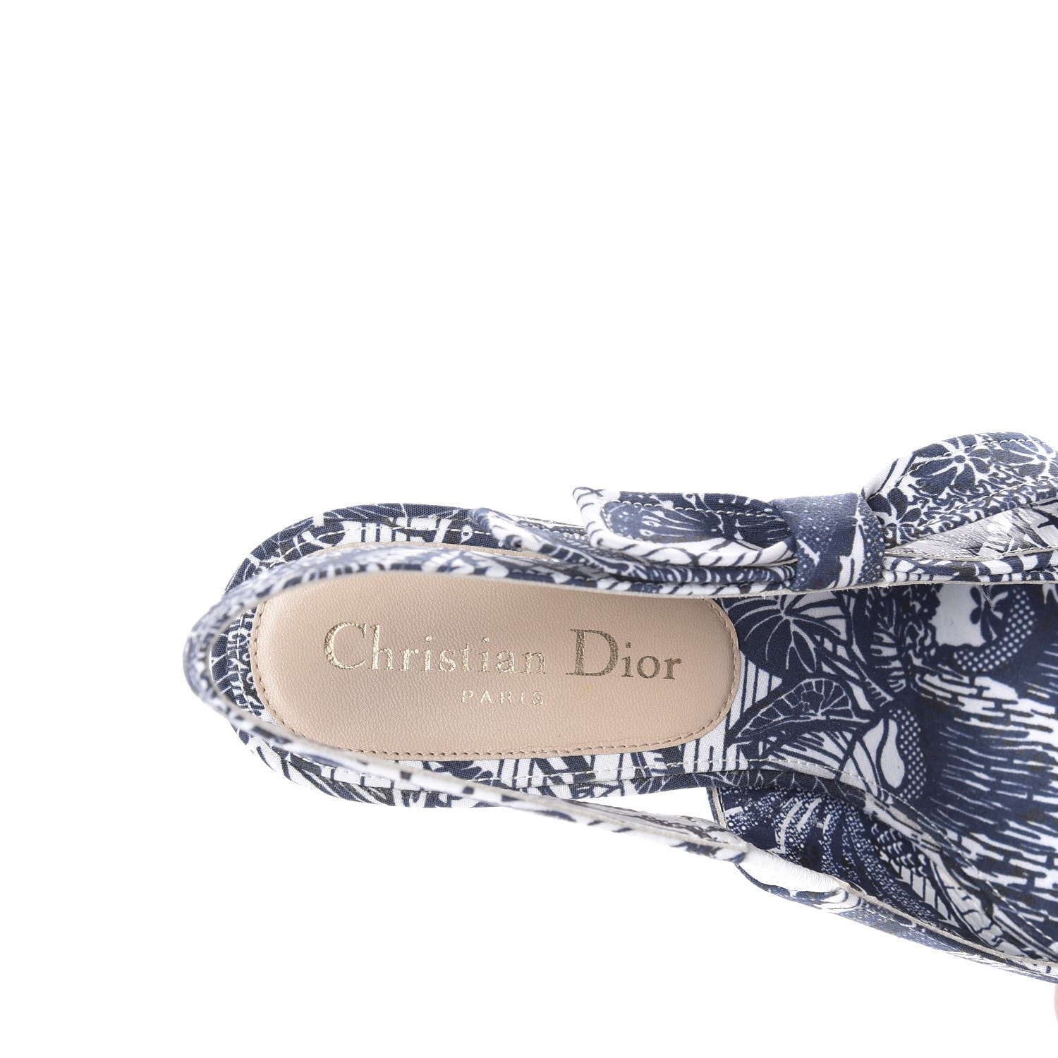 Christian Dior Toile De Jouy Tropicalia Sweet D Slingback Pumps 37 Indigo White 6 of 9