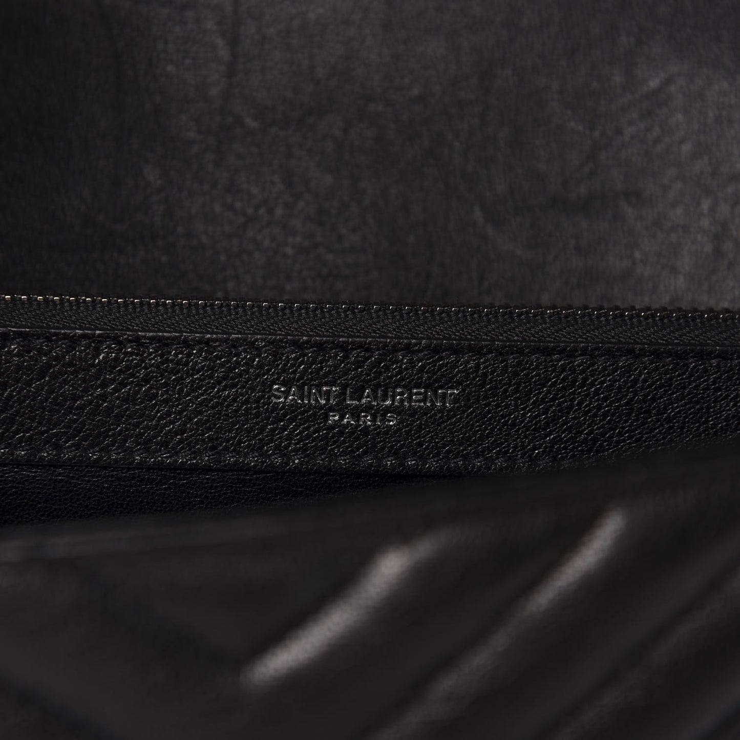Sheepskin Matelasse Chevron Monogram Large College Satchel Black
