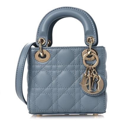 Christian Dior Lambskin Cannage Micro Lady Dior Cloud Blue 1 of 10