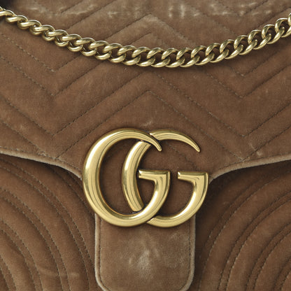 Gucci Velvet Matelasse Medium GG Marmont Shoulder Bag Taupe 10 of 10