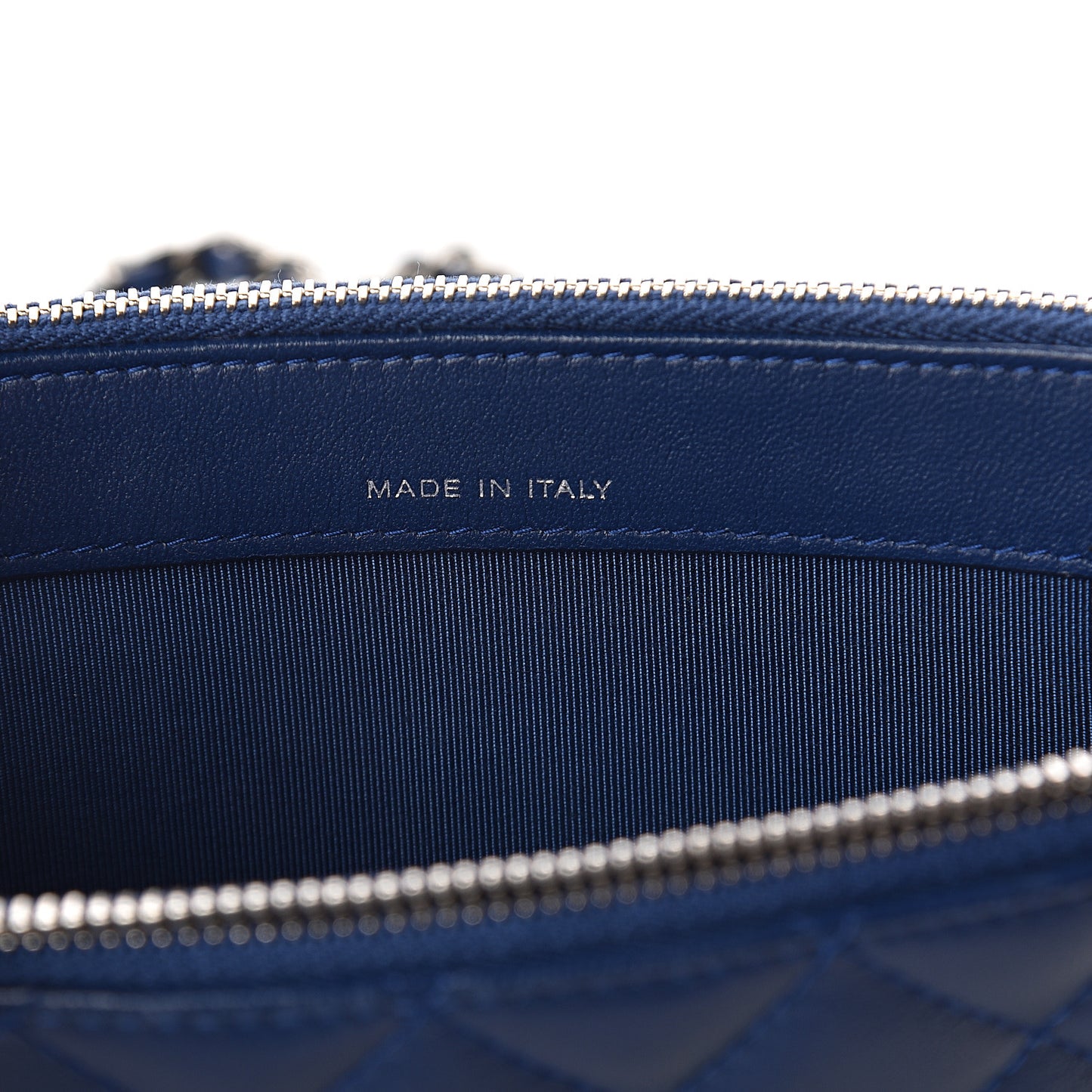 Lambskin Quilted Small Clutch With Chain Blue