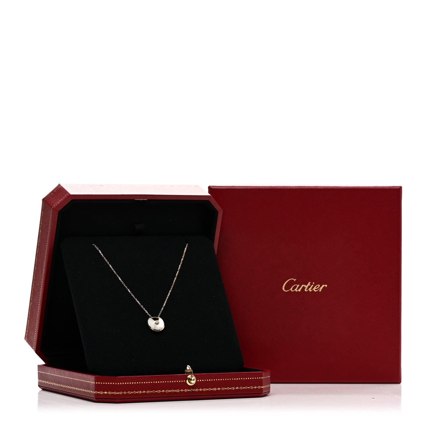 18K Yellow Gold Diamond Mother of Pearl XS Amulette de Cartier Pendant Necklace