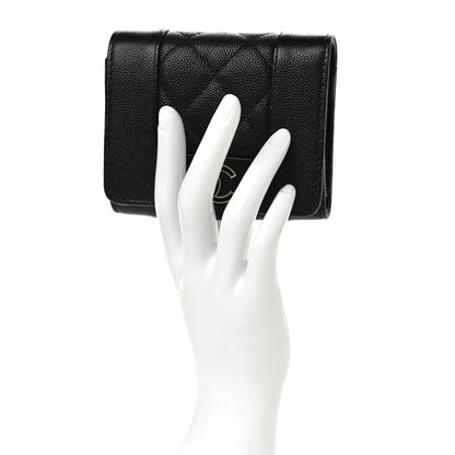 Chanel Caviar Quilted Mademoiselle Vintage Compact Flap Wallet Black 2 of 8