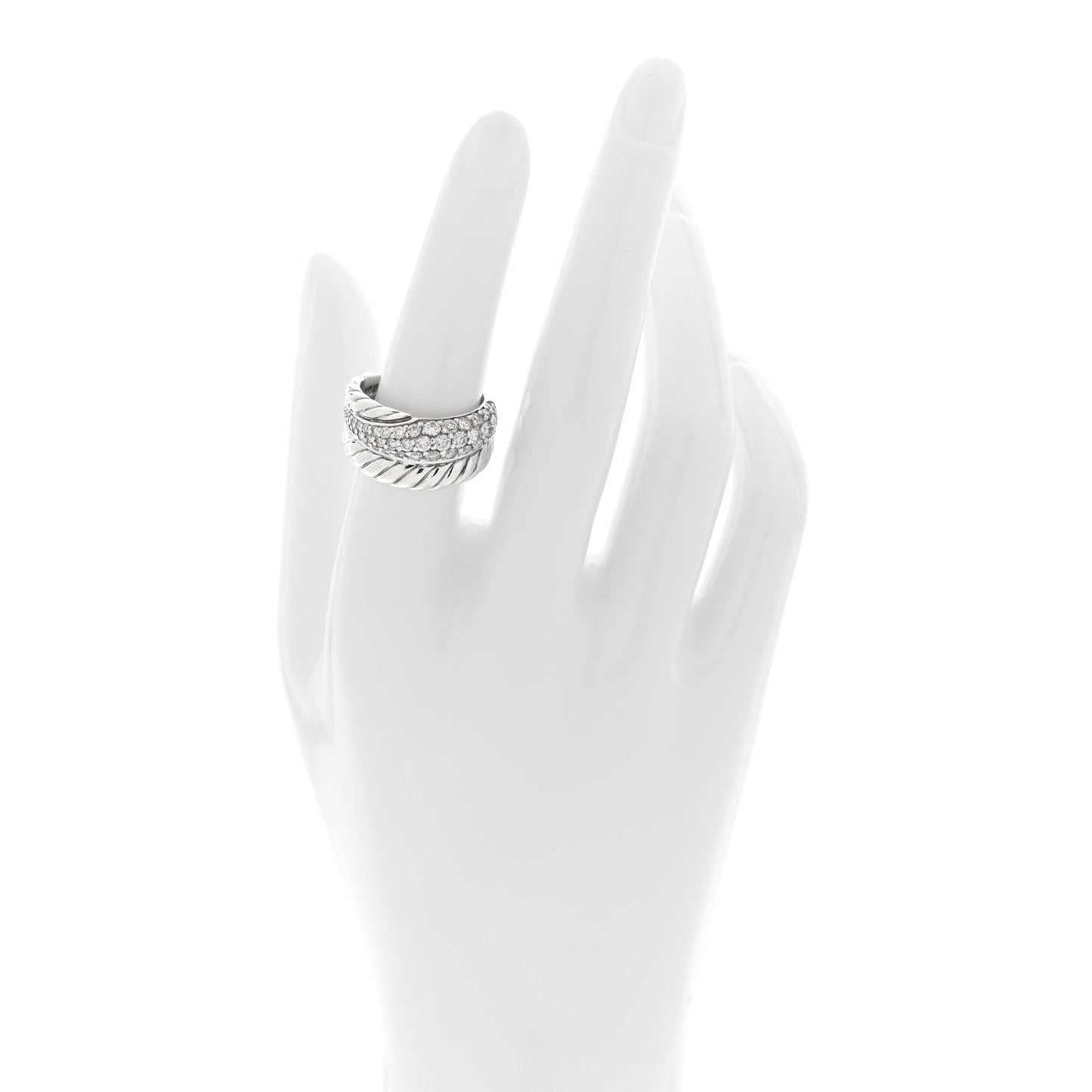 Sterling Silver Diamond Thoroughbred Cable Wrap Ring 54 7