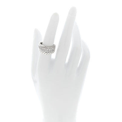 David Yurman Sterling Silver Diamond Thoroughbred Cable Wrap Ring 54 7 2 of 5