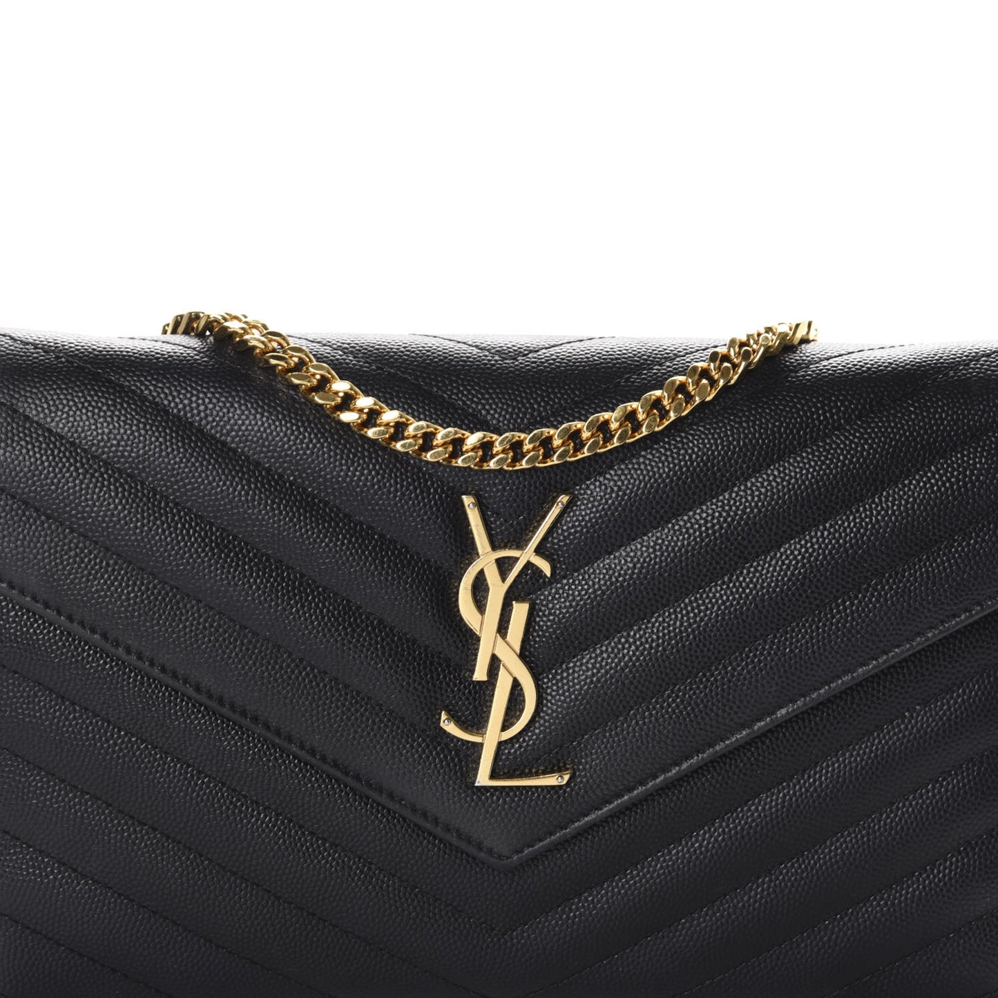 Grain De Poudre Matelasse Chevron Monogram Chain Wallet Black