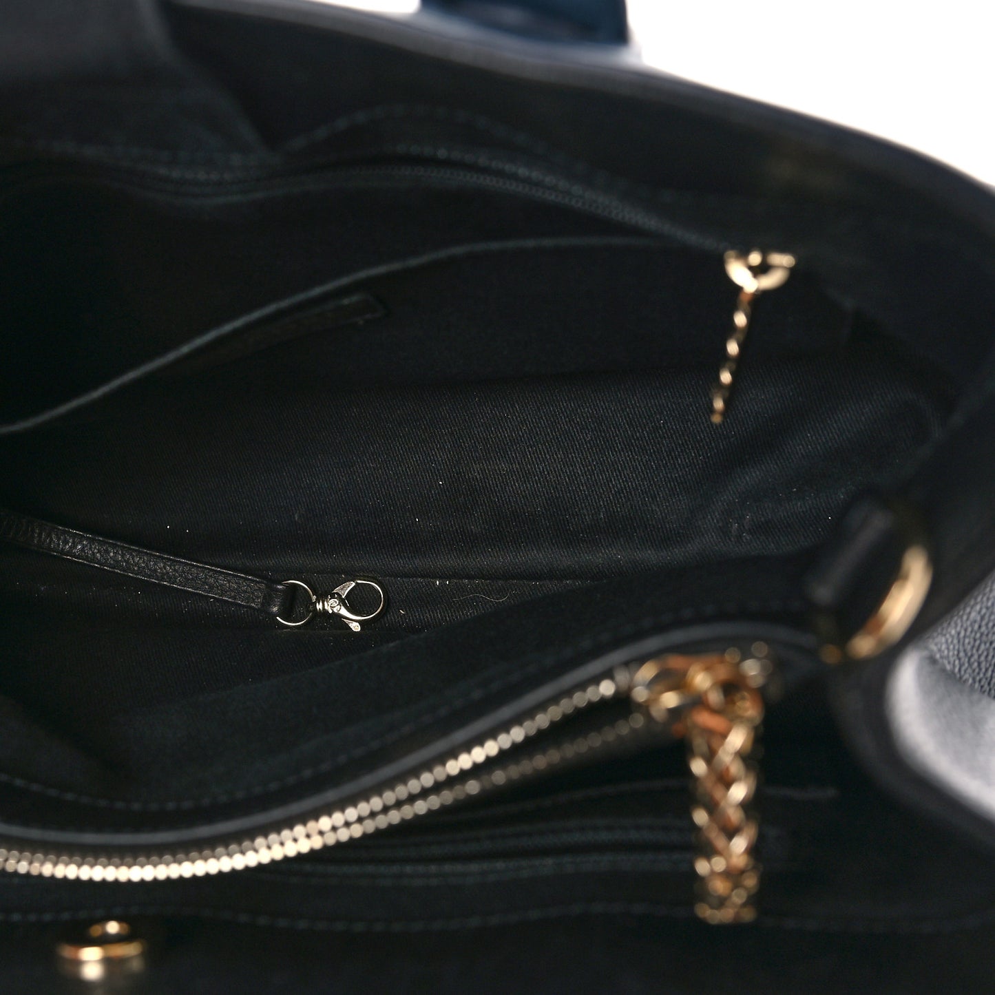 Grained Calfskin Small Neo Executive Shopper Tote Dark Blue Black