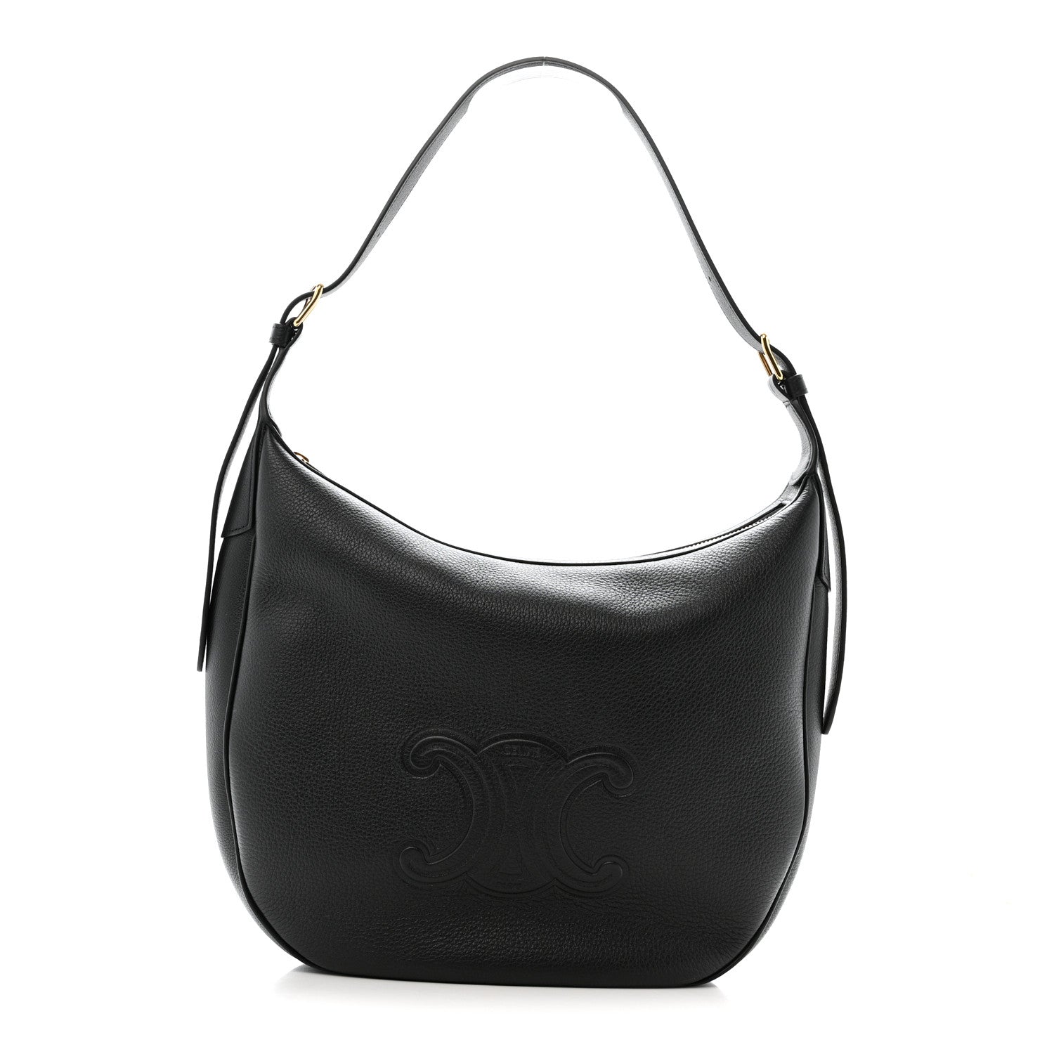 Celine Supple Calfskin Medium Triomphe Heloise Shoulder Bag Black 1 of 11