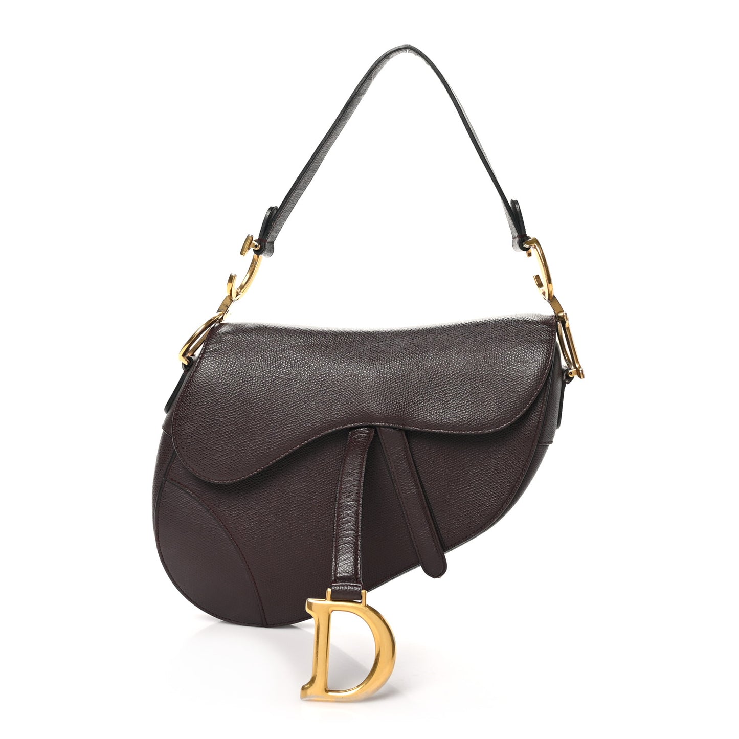 Grained Calfskin Saddle Bag Burgundy