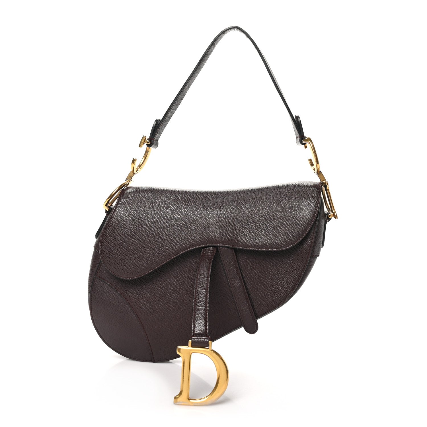 Christian Dior Grained Calfskin Saddle Bag Burgundy 1 of 13