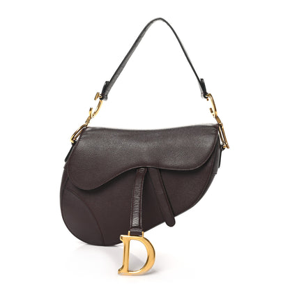 Christian Dior Grained Calfskin Saddle Bag Burgundy 1 of 13