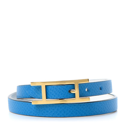 Hermes Epsom Behapi Double Tour Bracelet Bleu Zanzibar White 1 of 5