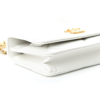 Chanel Shiny Goatskin Quilted 19 Wallet On Chain WOC White 5 of 10