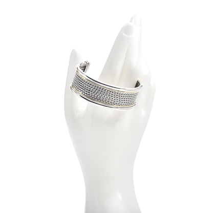 David Yurman Sterling Silver 18K Yellow Gold Origami Cable Cuff Bracelet 2 of 4