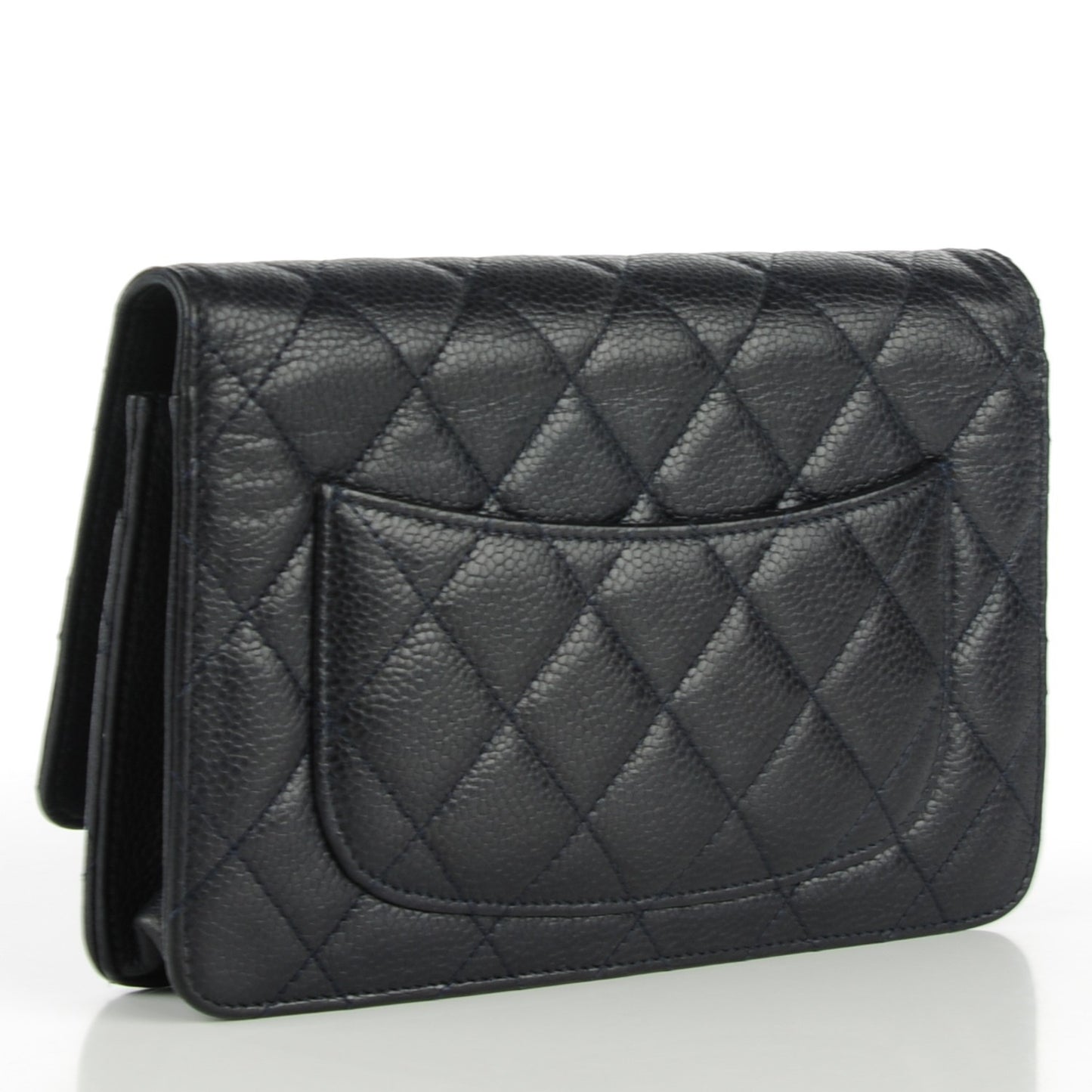 Caviar Quilted Wallet on Chain WOC Navy