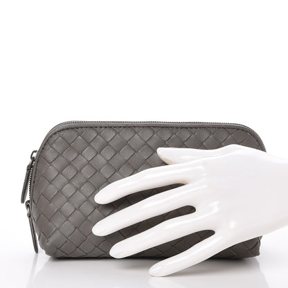 Bottega Veneta Nappa Intrecciato Cosmetic Pouch Light Gray 2 of 7