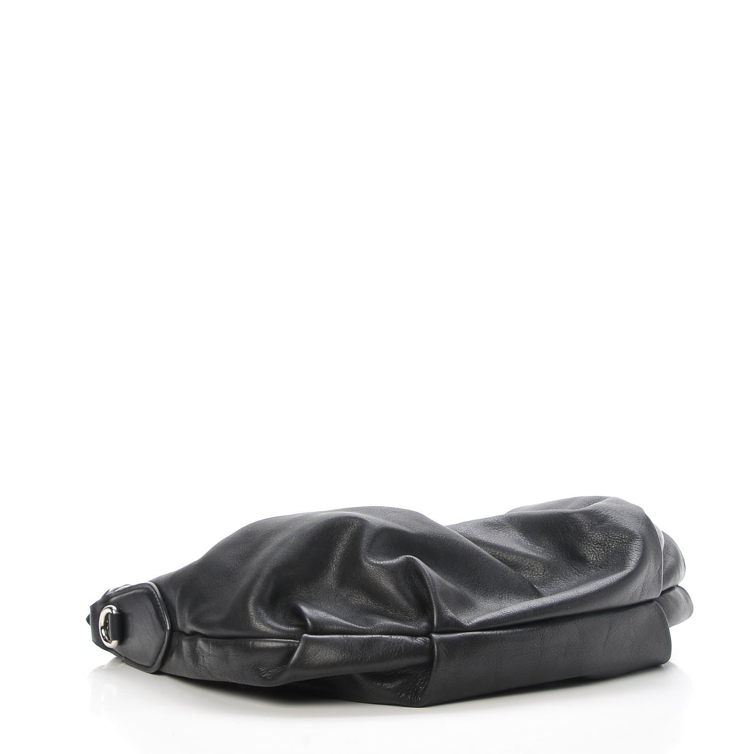 Prada Soft Calf Pleated Hobo Black 5 of 9