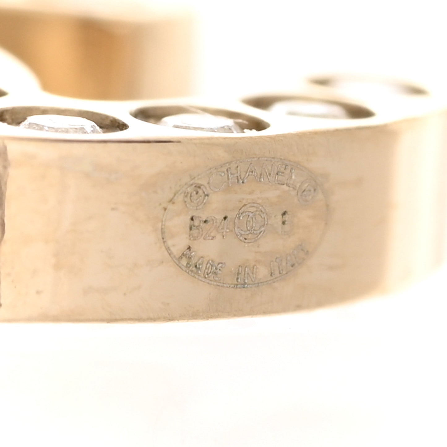 Metal Crystal CC Hoop Drop Earrings Gold