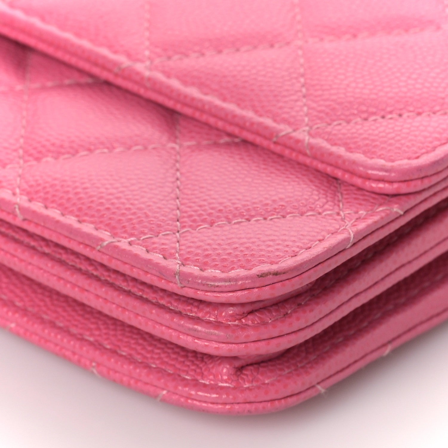 Chanel Caviar Quilted Square Wallet On Chain WOC Pink 10 of 10